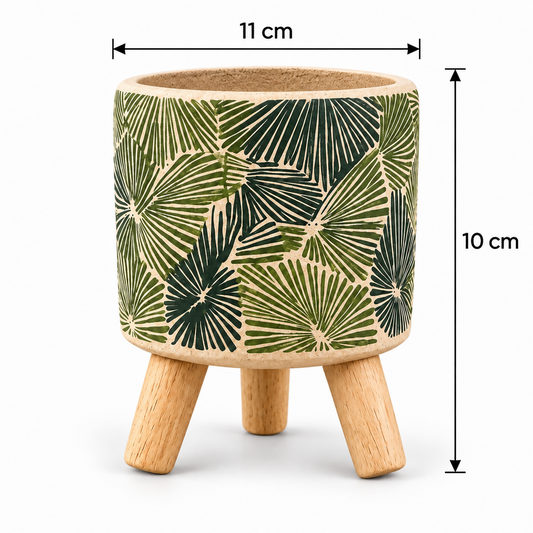 Decorative Tripod Planter Pot With Wooden Legs
