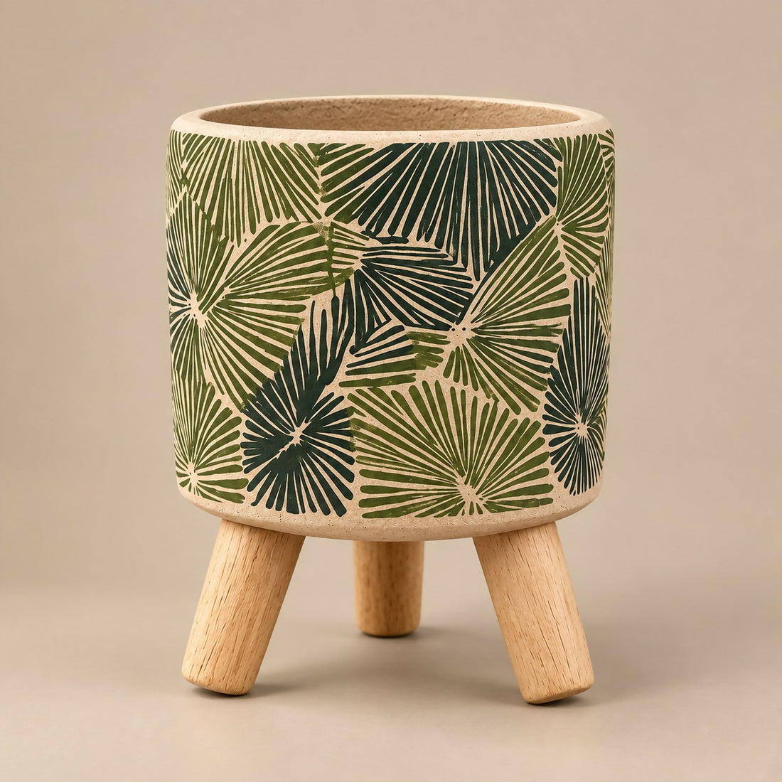 Decorative Tripod Planter Pot With Wooden Legs