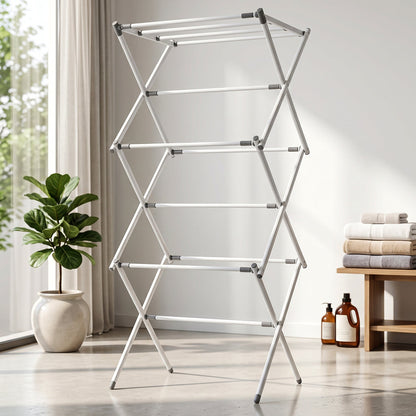 Metal Foldable Clothes Drying Rack Three Tier