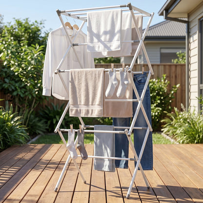 Metal Foldable Clothes Drying Rack Three Tier