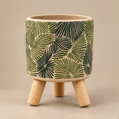 Decorative Tripod Planter Pot With Wooden Legs
